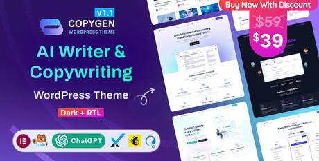 CopyGen – AI Writer & Copywriting Landing Page Thème WordPress CopyGen – AI Writer & Copywriting Landing Page Thème WordPress