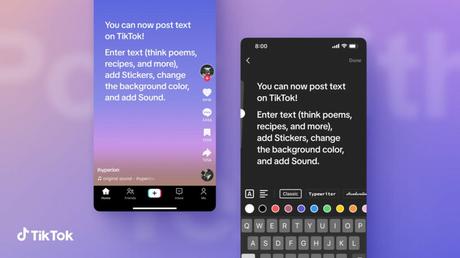 TikTok se paie Twitter et propose d’envoyer des messages avec seulement du texte