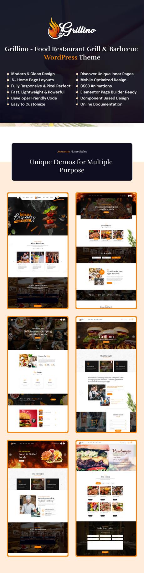 Grillino – Thème WordPress pour la boutique de grillades et de restaurants grillino