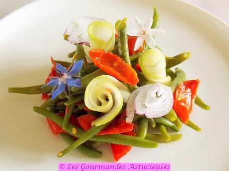 Salade de haricots verts, tomates confites et chou-rave (Vegan)