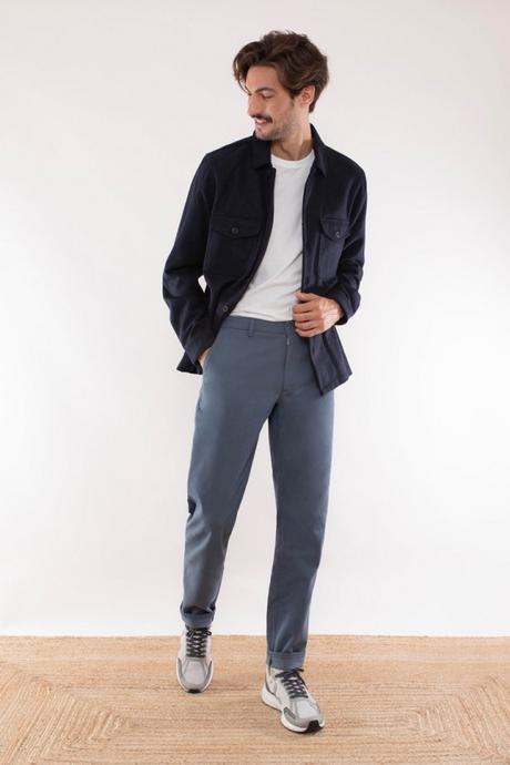 Pantalon chino gris bleu pour homme