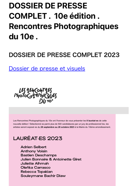 Dossier de Presse  10me édition  » Rencontres Photographiques «