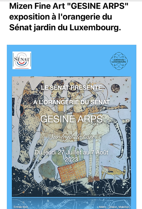 Mizen Fine Art « Gesine ARPS » Exposition du Sénat Jardin du Luxembourg – à partir du 27 Juillet 2023.