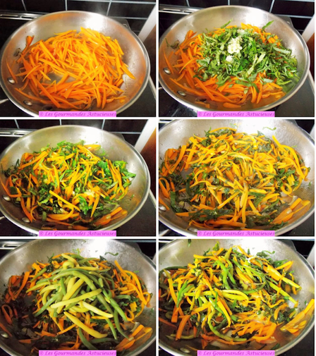 Tagliatelles de concombre, carottes et haricots verts à l'asiatique (Vegan)