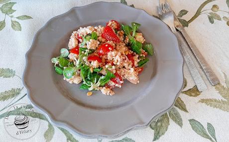 Salade façon taboulé aux tomates cerises, fraises et mozzarella - Dans la cuisine d'Hilary