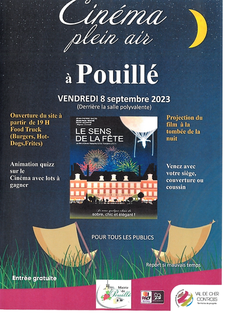 Val de Loire  » cinéma en plein air  » Noyers sur cher- le 10 Août 2023.
