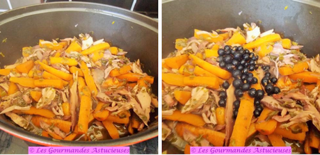 Champignon-poulet et carottes, sauce au vin rouge et aux cassis (Vegan) Champignon-poulet et carottes, sauce au vin rouge et aux cassis (Vegan)