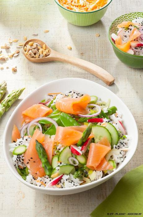 RECETTE : Salade de riz au saumon fumé et légumes d’été RECETTE : Salade de riz au saumon fumé et légumes d’été
