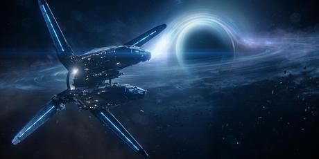 Vaisseau spatial volant par un trou noir dans Mass Effect