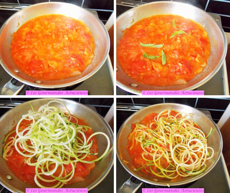 Spaghettis de courgettes aux tomates en 3 préparations (Vegan)