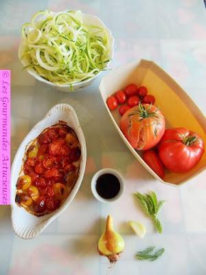 Spaghettis de courgettes aux tomates en 3 préparations (Vegan)