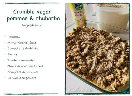 Crumble vegan, pommes, rhubarbe Crumble vegan, pommes, rhubarbe