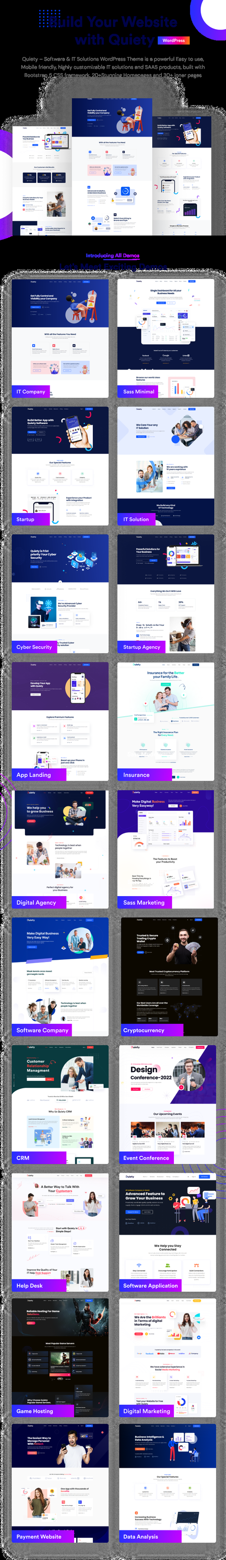 Quiety – Thème WordPress pour logiciels et solutions informatiques WordPress silencieux