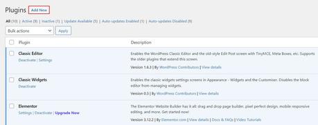 Comment restaurer l’éditeur WordPress Classic Ajout d'un nouveau plugin dans WordPress