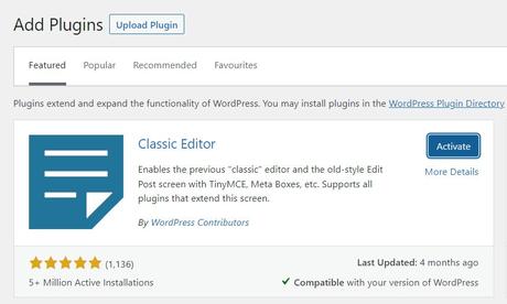 Comment restaurer l’éditeur WordPress Classic Activer l'éditeur classique dans WP