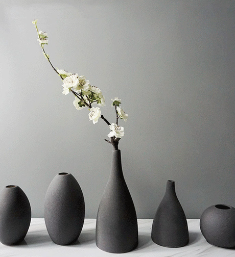 vase ceramique gris oval fleurs deco moderne