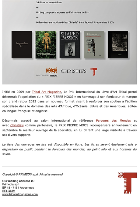 Prix Pierre Moos – Tribal Art News –