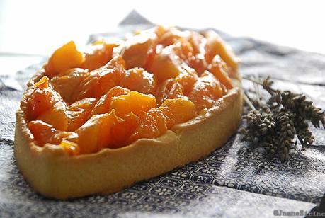 Tarte panna cotta citron amande et abricots rôtis au miel pour le défi CuisinenAddict